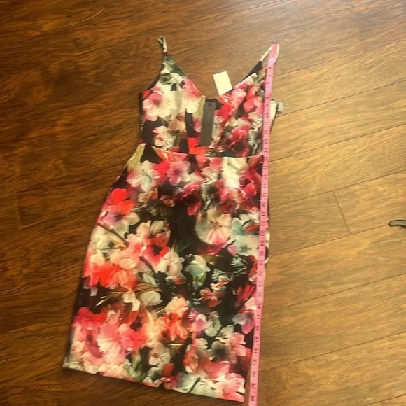 Black Halo Floral Spaghetti strap midi dress-NWT Size 4 - Picture 11 of 13